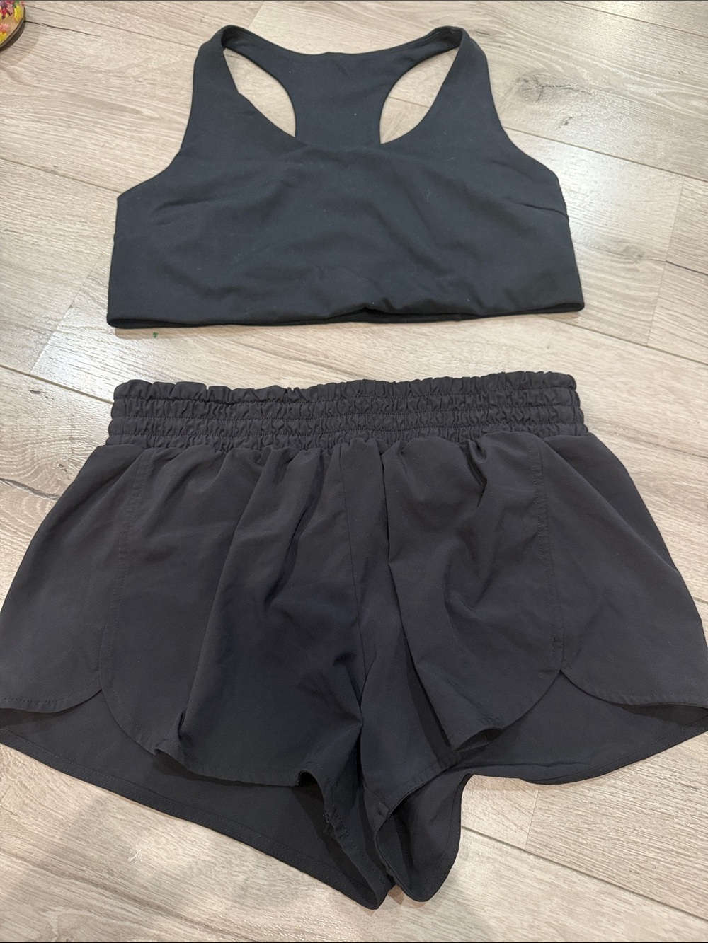 Zella Black Athletic Lounge Shorts with Smocked Waist